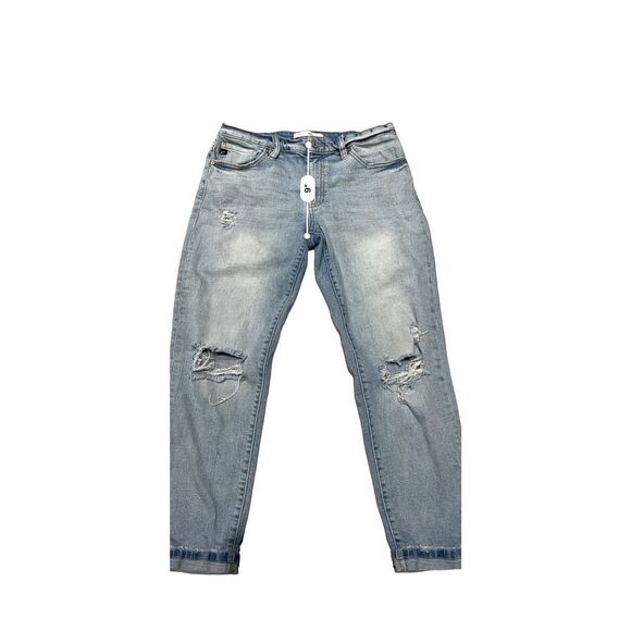 Kancan Womens Denim Pants Distressed Folded Hem Light Blue Wash Size 9/28 - Picture 6 of 8